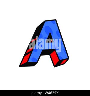 Logo, letter A. Vector. Linear, outline icon. Volumetric mark, 3D. Color capital letter. Illustration with pattern. Symbol on white background. Cartoo Stock Vector