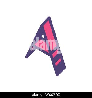 Logo, sign of the letter A. Vector. Linear, outline icon. Isometry, 3D. Colored capital flat letter. Brand company. The symbol is isolated on a white Stock Vector