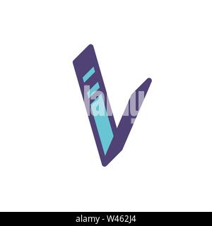 Logo, sign of the letter V. Vector. Linear, outline icon. Isometry, 3D. Colored capital flat letter. Brand company. The symbol is isolated on a white Stock Vector