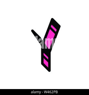 Bright letter Y. Vector. Linear, contour letter. Isometry, 3D. Colored flat letter. Logo, company sign. Icon for interior and T-shirt. The symbol is i Stock Vector