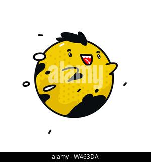 Yellow round monster character. Vector. Flying cute mascot. Corporate character for a company or store. Stock Vector