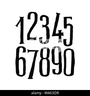 Bright English font. Vector. Linear, contour, volumetric numbers. Isometry, 3D. Font for ingenious design projects. All signs are separate. Cartoon st Stock Vector