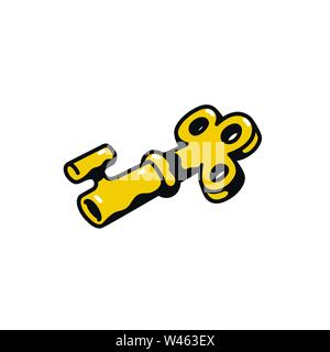 Key icon. Vector. Illustration of the golden key. Cartoon sign, symbol. Stock Vector