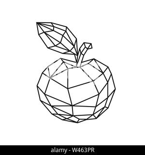 Low poly illustration of a tasty apple. Vector. Outline drawing. Retro style. Background, symbol, emblem for the interior. Business metaphor. Stock Vector