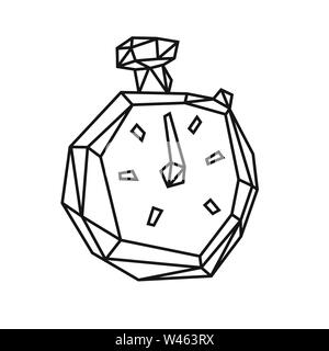Low poly illustration of a sports stopwatch. Vector. Outline drawing. Retro style. Background, symbol, emblem for the interior. Business metaphor. Stock Vector