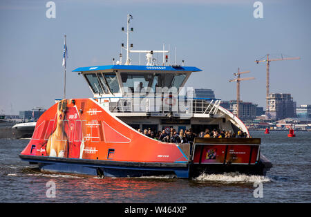 Amsterdam, Netherlands, passenger and bicycle ferry across the river Ij, connects different parts of the city Stock Photo