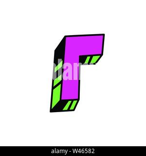 Letter in cartoon style. Vector. Bright red Latin letter. Bulk forms. Cyrillic, Slavic letter. Russian font. Stock Vector