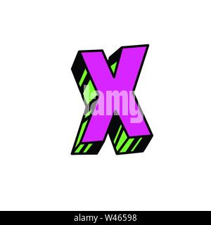 Letter in cartoon style. Vector. Bright red Latin letter. Bulk forms. Cyrillic, Slavonic letter. Russian font. Logo, sign. Stock Vector