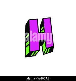 Latin letter H. Cartoon style. Vector. Bright pink letter. Bulk form. Symbol or company logo. Stock Vector