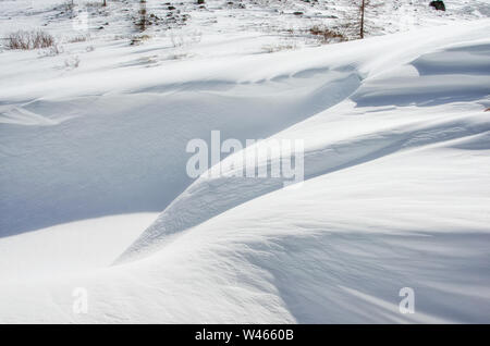 Fresh snow cover in dunes, a winter landscape Stock Photo