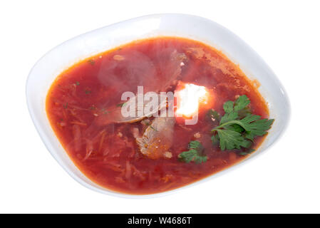 Borstch, borsh, Russian Ukrainian red soup isolated Stock Photo