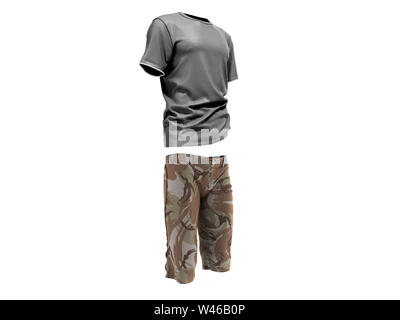 T-shirt and shorts 3d render on white Stock Photo