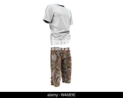 T-shirt and shorts 3d render on white Stock Photo