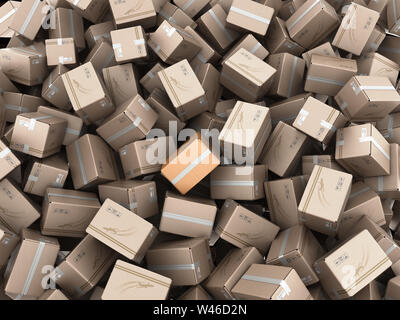 modern delivery concept mountain from the boxes on a white background 3d render Stock Photo