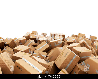 modern delivery concept mountain from the boxes on a white background 3d render Stock Photo
