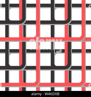 Rectangles and lines seamless pattern red, black, grey eps 10 Stock Vector