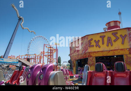 Funfair rides at Prater amusement park, Vienna, Austria Stock Photo