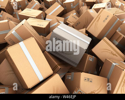 modern delivery loss of parcel concept mountain from the boxes as a background 3d render Stock Photo