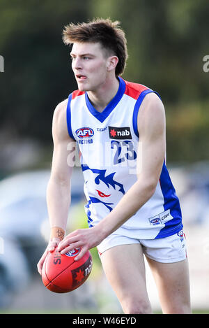Box Hill City Oval, Melbourne, Australia. 20th July 2019. Australian Rules Football Under 18s Championships, Eastern Rangers versus Oakleigh Chargers; Dylan Williams of the Oakleigh Chargers runs with the ball Credit: Action Plus Sports Images/Alamy Live News Stock Photo