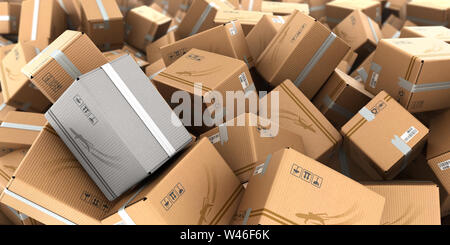 modern concept of a lost parcel mountain from the boxes as a background 3d render Stock Photo