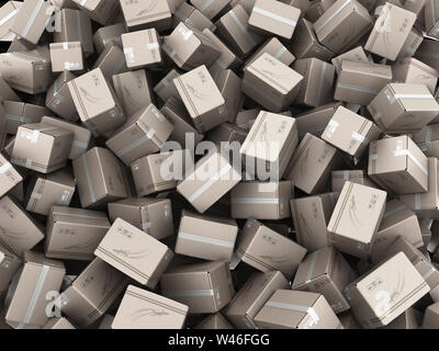 modern delivery concept mountain from the boxes on a white background 3d render Stock Photo