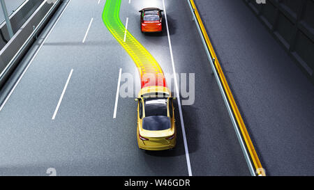 modern concept of a safe car Collision monitoring system 3d render image Stock Photo