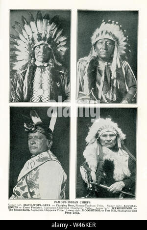 Famous Indian Chiefs. Upper left Mato Wopa Geya or Charging Bear