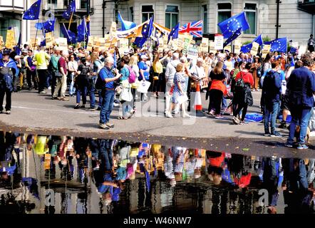 London.UK.20th July 2019.Thousands march through central London in support of remaining in the EU and against Boris Johnson.  © Brian Minkoff/ Alamy Live News. Stock Photo