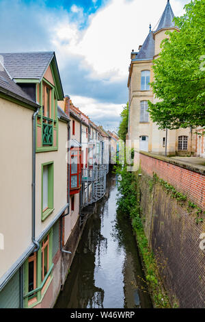 Houses next to canal in Amiens, France Stock Photo