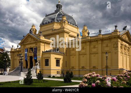Croatian National Theatre; HNK Zagreb; neo-Baroque performing arts building; 1895; ornate architecture; Marshall Tito Square; Zagreb; Croatia; Europe; Stock Photo