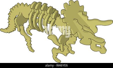 3d dinosaurus skelet, illustration, vector on white background. Stock Vector