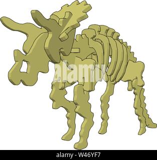 3d dinosaurus skelet, illustration, vector on white background. Stock Vector