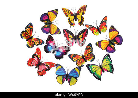 Paper Butterflies on White Background Stock Photo