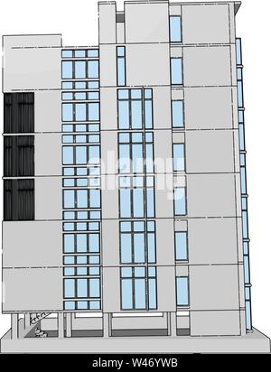 Unfinished building, illustration, vector on white background. Stock Vector