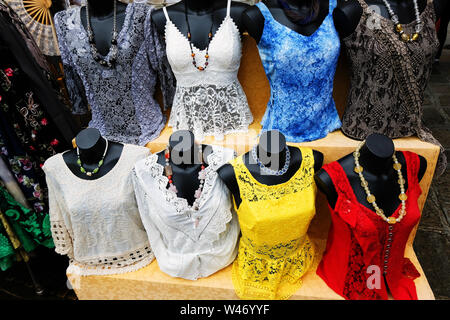 lace women clothing on a stall in Burano. Italy Stock Photo