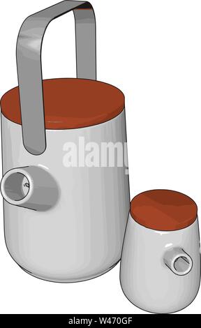 Thermo cups on table, illustration, vector on white background. Stock Vector