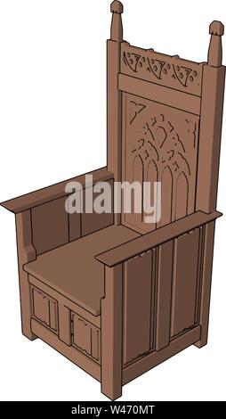 Wooden big chair, illustration, vector on white background. Stock Vector