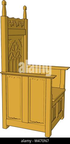 Wooden big chair, illustration, vector on white background. Stock Vector