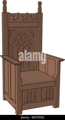 Wooden big chair, illustration, vector on white background. Stock Vector