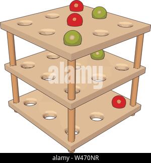Toddlers wood discovery table, illustration, vector on white background. Stock Vector