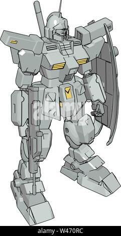 3D model of a robot, illustration, vector on white background. Stock Vector