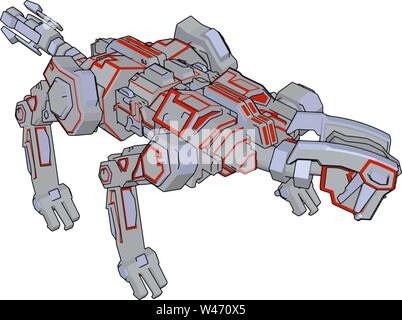 Dog robot, illustration, vector on white background. Stock Vector