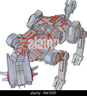 Dog robot, illustration, vector on white background. Stock Vector
