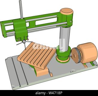 Factory machine tool, illustration, vector on white background. Stock Vector