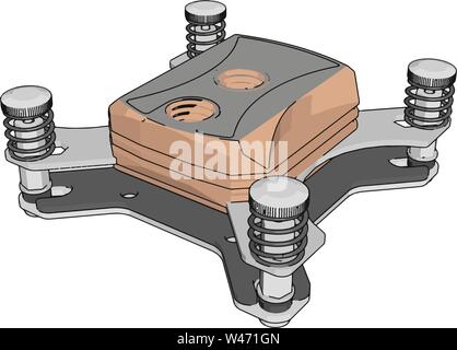 Processor cooling, illustration, vector on white background. Stock Vector