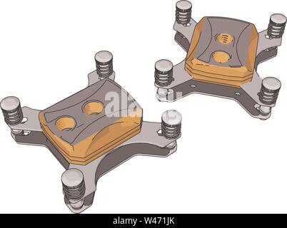Processor cooling, illustration, vector on white background. Stock Vector
