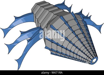 Cyborg bug with blue legs, illustration, vector on white background. Stock Vector