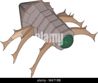 Cyborg bug, illustration, vector on white background. Stock Vector