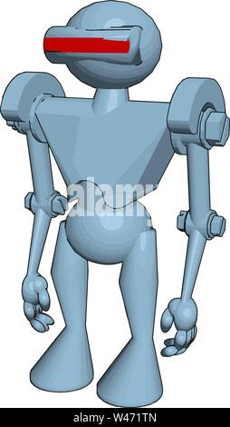 Blue robot, illustration, vector on white background. Stock Vector