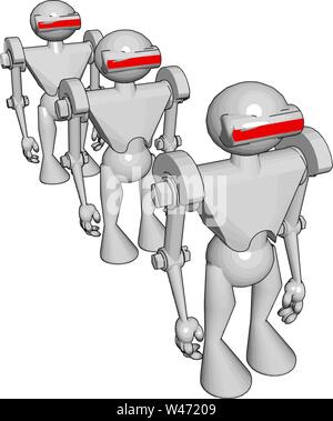 White robots, illustration, vector on white background. Stock Vector